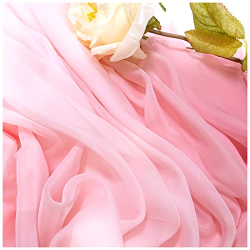 MUYUNXI Chiffon Stoff Meterware Farbverlauf Bedruckter Chiffonstoff 150cm Breit Meterware Für Rockhemden Kleidung Handarbeit(Color:rosa Farbverlauf) von MUYUNXI