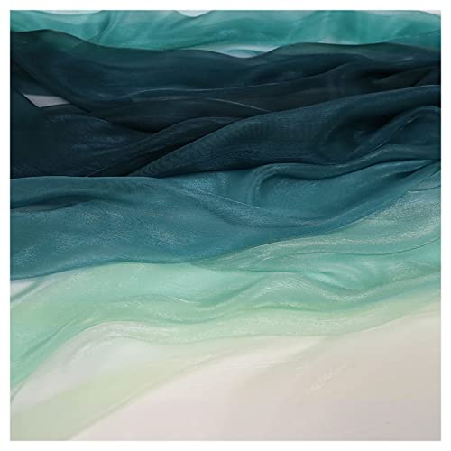 MUYUNXI Chiffon Stoff Meterware Gradienten-Druck-Chiffon-Stoff Wird In Alten Hanfu-Stoffen Und Bekleidungsdesign Verwendet 150 cm Breit Meterware Verkauft(Color:Bambusgrüner Farbverlauf) von MUYUNXI