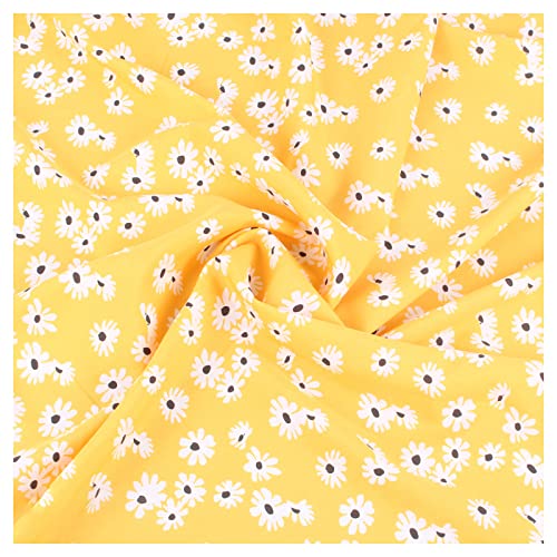 MUYUNXI Chiffon Stoff Meterware Kleiner Gänseblümchendruck Chiffon-Stoff Für Rock Kleidungsstück Handgefertigt 150 cm Breit Meterware Verkauft(Color:Gelb) von MUYUNXI