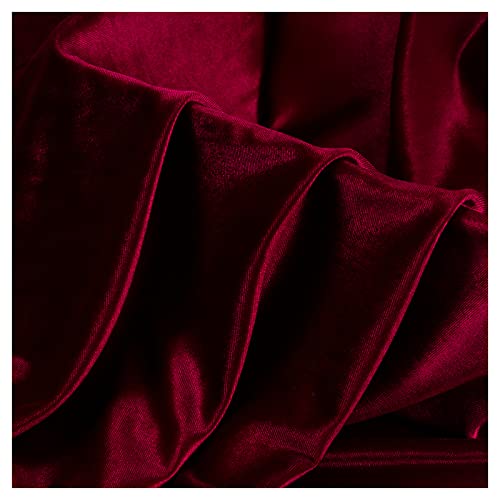 MUYUNXI Samtstoff Meterware Hochwertige Massive Farbe Stretch Samt Gold Samt Stoff Für Kleidung Sofa Kleid 155 cm Breit Meterware Verkauft(Color:Weinrot) von MUYUNXI