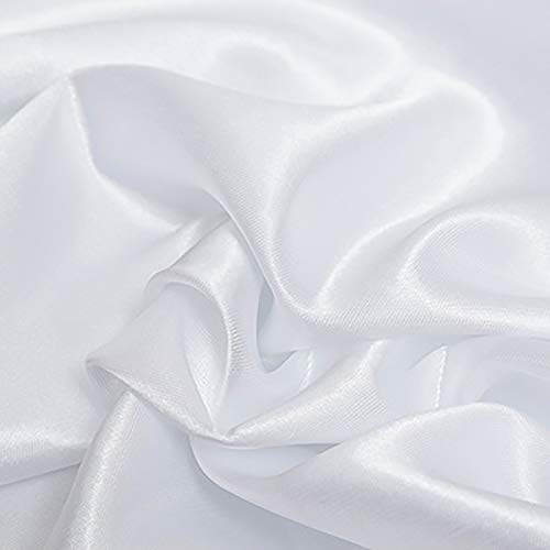 MUYUNXI Satin Stoff Futterstoff Für Abendkleidung Kleider Mode Basteln Dekorationen Pyjama 150 cm Breit Meterware Verkauft(Color:Reines Weiß) von MUYUNXI