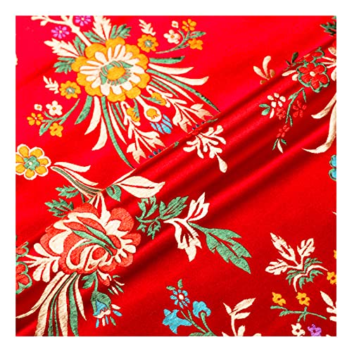 MUYUNXI Seidenstoff Seide Stoff Meterware Für Kleid Rock Abendkleid Pyjama Kleider BettwäSche Dekorationen 75 cm Breit Meterware Verkauft(Color:Groß Rot) von MUYUNXI