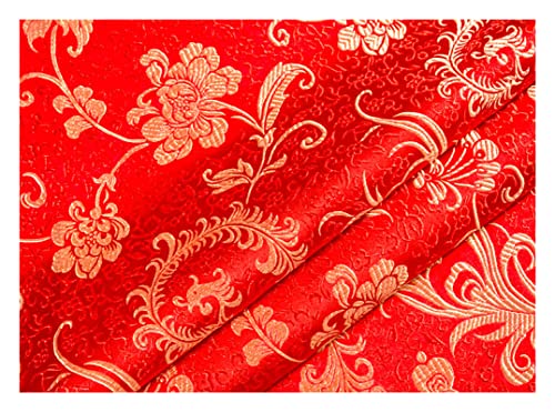 MUYUNXI Seidenstoff Seide Stoff Meterware Für Kleid Rock Abendkleid Pyjama Kleider BettwäSche Dekorationen 75 cm Breit Meterware Verkauft(Color:Großes rotes Gold) von MUYUNXI