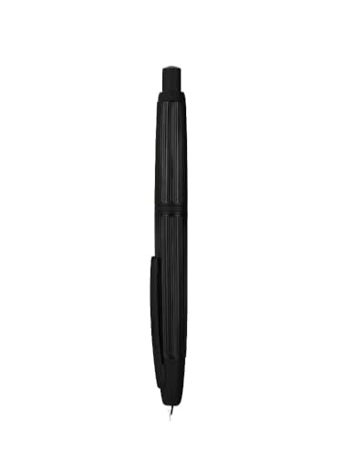 Füllfederhalter, 10-Press-Füllfederhalter, einziehbare EF/F-Feder, Metall mit Clip, Schreibtintenstift-Konverter, Schulbedarf, Schreibwaren(Black) von MUZIT