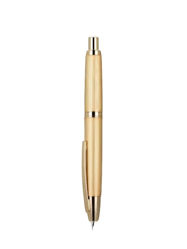 Füllfederhalter, 10-Press-Füllfederhalter, einziehbare EF/F-Feder, Metall mit Clip, Schreibtintenstift-Konverter, Schulbedarf, Schreibwaren(Gold) von MUZIT