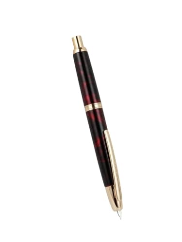 Füllfederhalter, 10-Press-Füllfederhalter, einziehbare EF/F-Feder, Metall mit Clip, Schreibtintenstift-Konverter, Schulbedarf, Schreibwaren(Red) von MUZIT