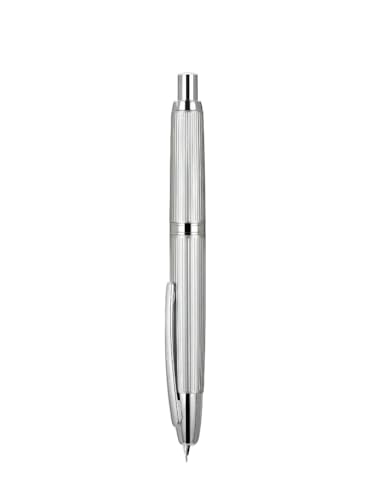 Füllfederhalter, 10-Press-Füllfederhalter, einziehbare EF/F-Feder, Metall mit Clip, Schreibtintenstift-Konverter, Schulbedarf, Schreibwaren(White) von MUZIT