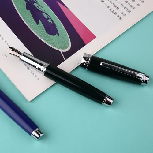 Füllfederhalter, Metalllack-Tintenstift, Iridium EF 0,38 mm/EF gebogene Feder,6 mm, Schreibstift, Bürobedarf(Black) von MUZIT