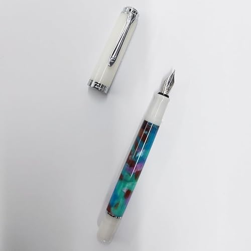 MUZIT Füllfederhalter, Kolbenfüllfederhalter, neue transparente Feder, Schreibtinte, Stift, Büro- und Schulbedarf(Blue) von MUZIT