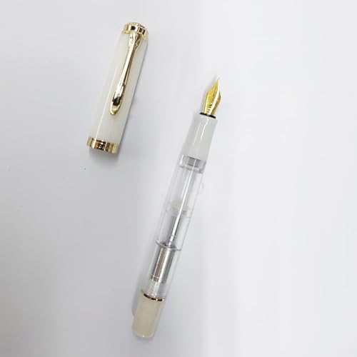 MUZIT Füllfederhalter, Kolbenfüllfederhalter, neue transparente Feder, Schreibtinte, Stift, Büro- und Schulbedarf(White) von MUZIT