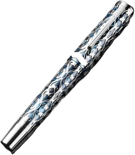 MUZIT Füllfederhalter, Moonlight Gravur Hohldesign Premium Kolbenfüllfederhalter Flexible Feder Kalligraphie-Set Geschäftsgeschenk(Blue) von MUZIT