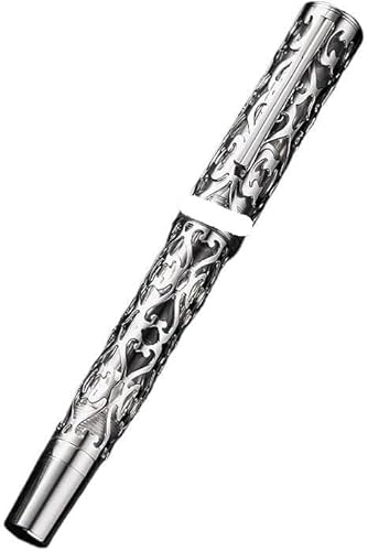 MUZIT Füllfederhalter, Moonlight Gravur Hohldesign Premium Kolbenfüllfederhalter Flexible Feder Kalligraphie-Set Geschäftsgeschenk(White) von MUZIT