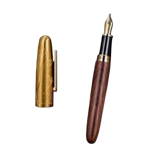 MUZIT Füllfederhalter, aus Holz mit Reliefschnitzerei Eisenkuh, Schreibwaren, Büro, Geschäftsschreibwaren, Kalligraphiestifte als Geschenk for Männer(Brown) von MUZIT