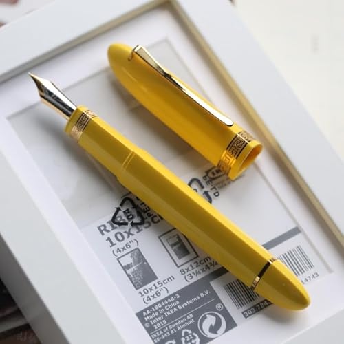MUZIT Füllfederhalter, dreieckiger Kolbenharz-Füllfederhalter EF/F-Feder Tinte Schreibgeschenk Stift Schule Büro Geschäftsschreibwaren(Yellow) von MUZIT