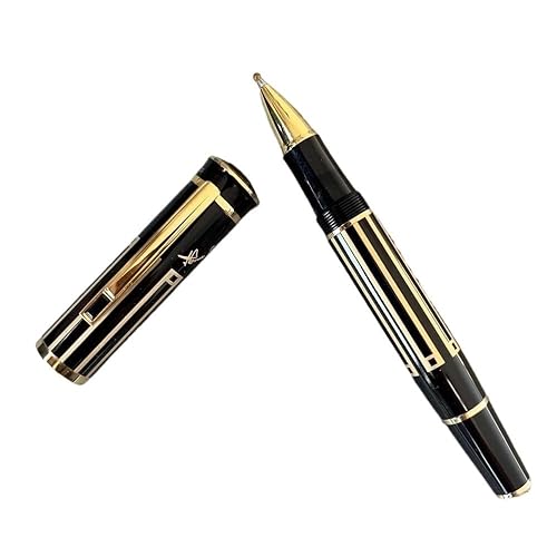 MUZIT Tintenroller, Luxus-Füllfederhalter mit geprägtem Logo, großer Schreibroller, schwarzer Füllfederhalter, Geschenkstift, Büro-Schreibwarenstift(Gold) von MUZIT