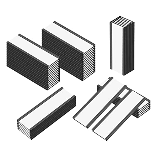 MVISUAL Magnetische Etikettenhalter 2.5 x 7.6 cm, C Kanal Magnet Etiketten 50 Stück, Etiketten Magnetisch Mit Papiereinsätzen und transparenten Kunststoffschutzfolien von MVISUAL