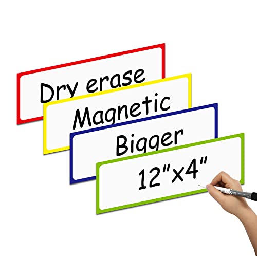 MVISUAL Magnetische trocken abwischbare Etiketten, größer, 30,5 x 10,2 cm, groß, trocken abwischbar, magnetische Etiketten für Whiteboards, Kühlschrank, Schule, Klassenzimmer, 8 Stück von MVISUAL
