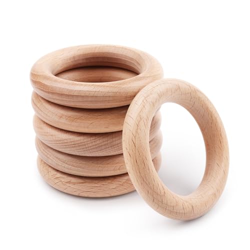 10 Stück Holzringe zum Basteln, Holz Armband DIY Handwerk, Bastelzubehör aus Naturholz, Nachhaltiges Bastelzubehör, Holzringe Glatt Poliert, Kreatives Basteln, Vorhangringe, Serviettenringe (80mm) von MVIWEO