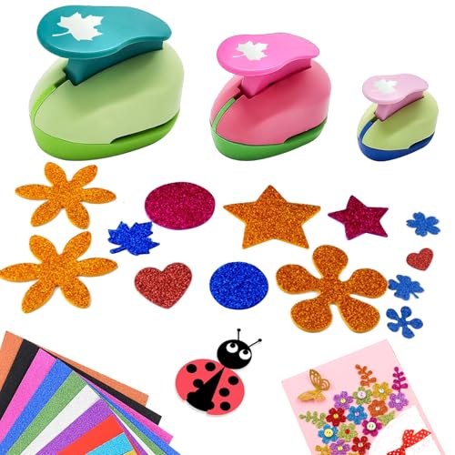 3 Stück Motivlocher Stanzer, ​​9mm 16mm 25mm, Papier Ausstanzer Motivlocher für Kinder DIY Scrapbook Fotoalbum Handwerk, Papierstanzer für Basteln DIY Fotoalben Fotos Grußkarten (Ahornblätter) von MVIWEO