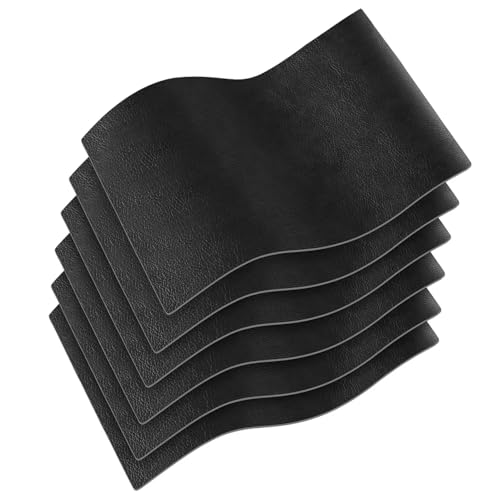 6 Stück Schwarz Kunstleder Selbstklebend, 20x30CM Wasserdicht Leder Reparatur Set, Verschleißfest und Kratzfest Leder Selbstklebend, für Sofa, Autositz, Couch, Möbel, Tasche und Boot von MVOLEGDE