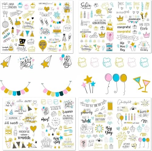MVOLEGDE 4 Stück Sticker Geburtstag Gästebuch,225 Motive Gästebuch Geburtstag Aufkleber,Geeignet für Gästebücher,Grußkarten,Fotoalben,Geburtstagskarten,Geschenke,Partydekorationen MVOLEGDE 4 Stück Sticker Geburtstag Gästebuch,225 Motive Gästebuch Geburtstag Aufkleber,Geeignet für Gästebücher,Grußkarten,Fotoalben,Geburtstagskarten,Geschenke,Partydekorationen von MVOLEGDE