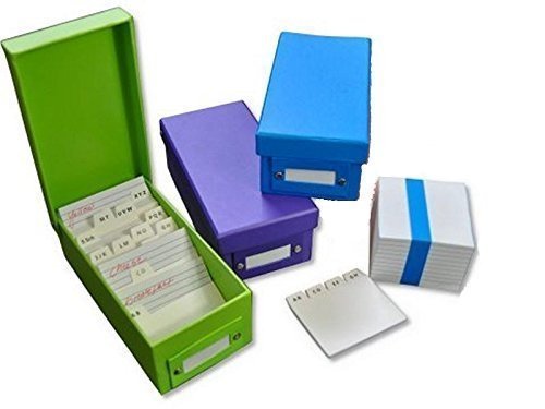 3x Lernbox Karteikasten DIN A8-3 Farben + 1200 Karteikarten von MW Handel