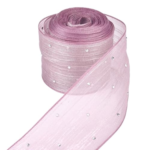 2 Stück 4 cm x 5 Meter Faltenband Diamant-Mesh-Band Haarschleife Material Verpackung Dekoration Zubehör FüR Handwerk(Purple) von MWAHJU