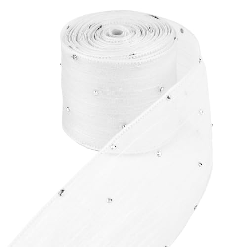 2 Stück 4 cm x 5 Meter Faltenband Diamant-Mesh-Band Haarschleife Material Verpackung Dekoration Zubehör FüR Handwerk(White) von MWAHJU