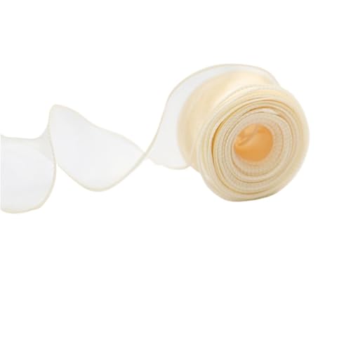 3/5 Stück 10 Yards/Rolle Bänder Chiffon Seidenband Organza Satin for Bastelarbeiten Verpackung Dekoration Hochzeitssträuße Kranz Nähzubehör FüR Handwerk(Yellow,3pcs) von MWAHJU