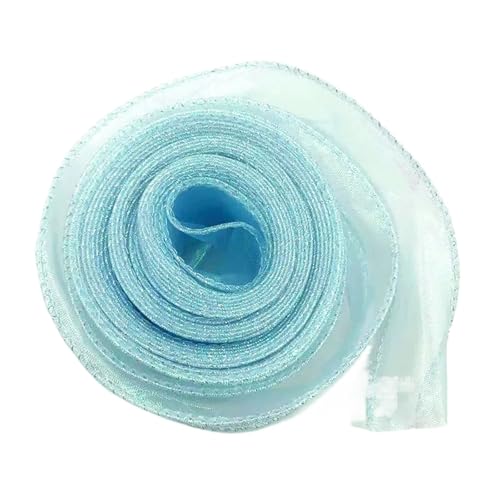 3/5 Stück 40 mm 10 Yards Band Reflektierendes schillerndes Band mit gewelltem Rand for Geschenkverpackungen Schleife Blumenstrauß Voilebänder FüR Handwerk(Blue,3pcs) von MWAHJU
