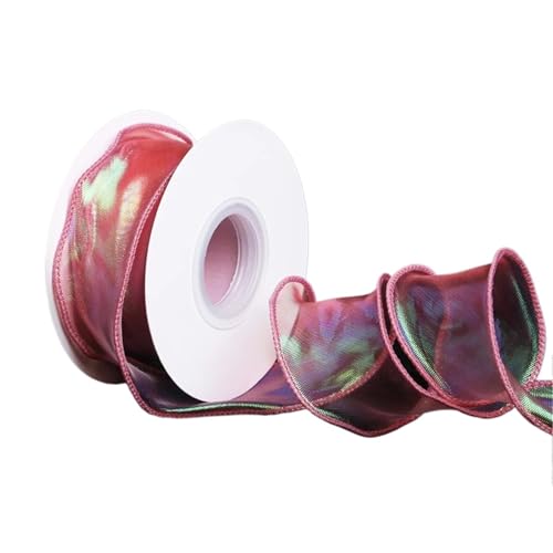 3 Stück 40 mm Band for Kuchendekoration, umlaufender Rand, Blumenkunst, Blumenstrauß, Kopfbedeckung, Schleifenbänder, Satin, gewelltes Garn FüR Handwerk(Red) von MWAHJU