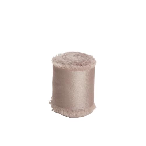 4/6 Stück 5 Yards Bänder mit ausgefransten Kanten, Satin, handgefertigt, glattes, weiches Band for Hochzeitseinladungen, Blumensträuße, Geburtstagsfeiern, DIY-Dekoration FüR Handwerk(Khaki,6pcs) von MWAHJU