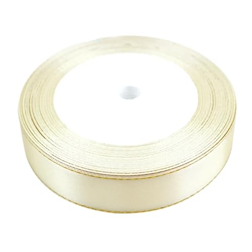 4 Stück (25 Yards/Los) 20 mm Satinband mit Goldrand, Verpackung, Universalbänder FüR Handwerk(Beige,20mm) von MWAHJU
