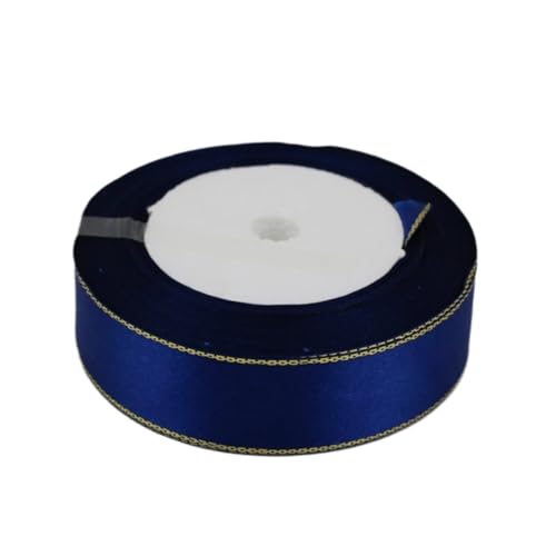 4 Stück (25 Yards/Los) 20 mm Satinband mit Goldrand, Verpackung, Universalbänder FüR Handwerk(Dark blue,20mm) von MWAHJU