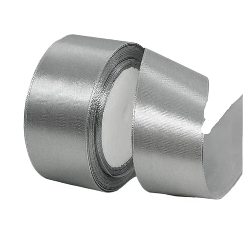 4 Stück 6/10/15/20/25/40/50 mm 25 Yards/Rolle Satinbänder for Hochzeit, Party, Dekoration, handgefertigte Schleife, Handwerk, Kartenbänder FüR Handwerk(Gery,20mm) von MWAHJU