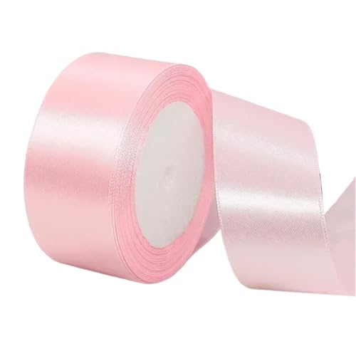 4 Stück 6/10/15/20/25/40/50 mm 25 Yards/Rolle Satinbänder for Hochzeit, Party, Dekoration, handgefertigte Schleife, Handwerk, Kartenbänder FüR Handwerk(Light Pink,50mm) von MWAHJU