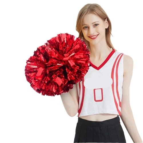 MWAHJU Cheerleader Pom Pom 10 Stücke Metallic PET Cheerleader Pom Ppom Mädchen Jubeln Tanz Dekorateur Cheerleading Pompon Pompoms Baton Hhandle farbecht Mit Schlagstockgriff(Color 1) von MWAHJU