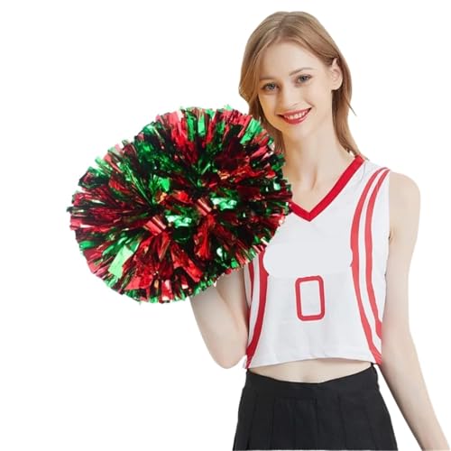 MWAHJU Cheerleader Pom Pom 10 Stücke Metallic PET Cheerleader Pom Ppom Mädchen Jubeln Tanz Dekorateur Cheerleading Pompon Pompoms Baton Hhandle farbecht Mit Schlagstockgriff(Color 3) von MWAHJU