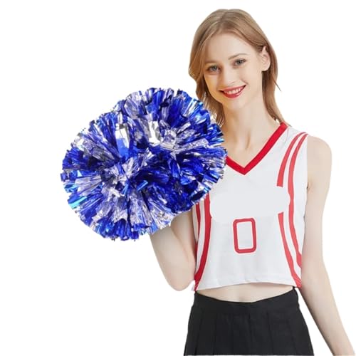 MWAHJU Cheerleader Pom Pom 10 Stücke Metallic PET Cheerleader Pom Ppom Mädchen Jubeln Tanz Dekorateur Cheerleading Pompon Pompoms Baton Hhandle farbecht Mit Schlagstockgriff(Color 6) von MWAHJU