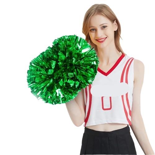 MWAHJU Cheerleader Pom Pom 10 Stücke Metallic PET Cheerleader Pom Ppom Mädchen Jubeln Tanz Dekorateur Cheerleading Pompon Pompoms Baton Hhandle farbecht Mit Schlagstockgriff(Color 8) von MWAHJU