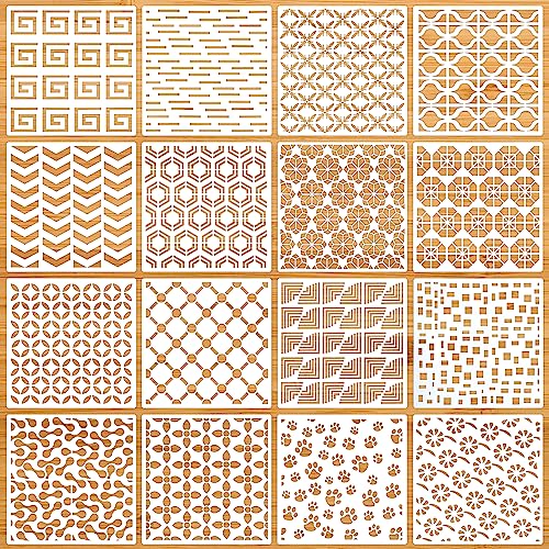 MWOOT 16 Stück Schablonen Wandgestaltung, Zeichnung Malschablonen Set, Wiederverwendbar Geometrische Schablonen für DIY Scrapbooking Boden Wand Fliesen Leinwand Möbel Dekor, 15x15CM MWOOT 16 Stück Schablonen Wandgestaltung, Zeichnung Malschablonen Set, Wiederverwendbar Geometrische Schablonen für DIY Scrapbooking Boden Wand Fliesen Leinwand Möbel Dekor, 15x15CM von MWOOT