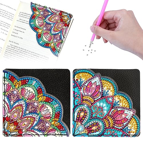MWOOT 2 Stück DIY Mandala Diamant Malen Ecklesezeichen, Diamond Art Painting Corner Bookmark, 5D Dreieck Strass Malen Buchklammern Malen nach Zahlen für Anfänger, Buch Notizbuch Geschenke Dekoration MWOOT 2 Stück DIY Mandala Diamant Malen Ecklesezeichen, Diamond Art Painting Corner Bookmark, 5D Dreieck Strass Malen Buchklammern Malen nach Zahlen für Anfänger, Buch Notizbuch Geschenke Dekoration von MWOOT