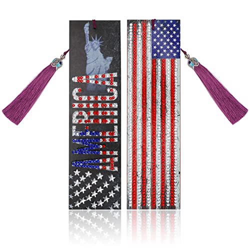 MWOOT 2 Stücke Diamant Malerei Lesezeichen, 5D American Flag Diamond Pasted Painting Bookmarks, Freiheitsstatue Leder Quaste Lesezeichen Set, DIY Malen Nach Zahlen Kit für July Fourth Gift MWOOT 2 Stücke Diamant Malerei Lesezeichen, 5D American Flag Diamond Pasted Painting Bookmarks, Freiheitsstatue Leder Quaste Lesezeichen Set, DIY Malen Nach Zahlen Kit für July Fourth Gift von MWOOT