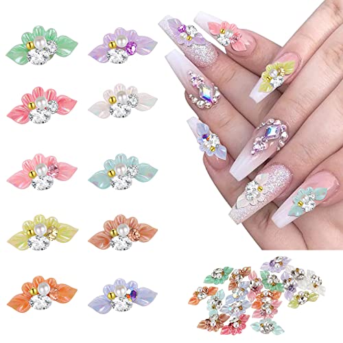 MWOOT 20 Stück Blumen Nailart Anhänger Nail Charms, 3D DIY Nageldekorationen für Acrylnägel mit Kristallperlen Design, Nagelstrasssteine Anhänger für Frauen, Mädchen, Maniküre Zubehör (10 Farben) MWOOT 20 Stück Blumen Nailart Anhänger Nail Charms, 3D DIY Nageldekorationen für Acrylnägel mit Kristallperlen Design, Nagelstrasssteine Anhänger für Frauen, Mädchen, Maniküre Zubehör (10 Farben) von MWOOT