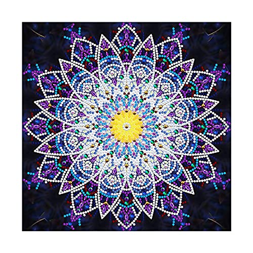 MWOOT 5D DIY Leuchtend Diamant Malerei Set, DIY Voller Diamond Embroidery Painting Strass Stickerei Kreuzstich Kunst Handwerk Diamant für Home Wall Wanddekoration(30 x 30CM),Mandala Blume von MWOOT