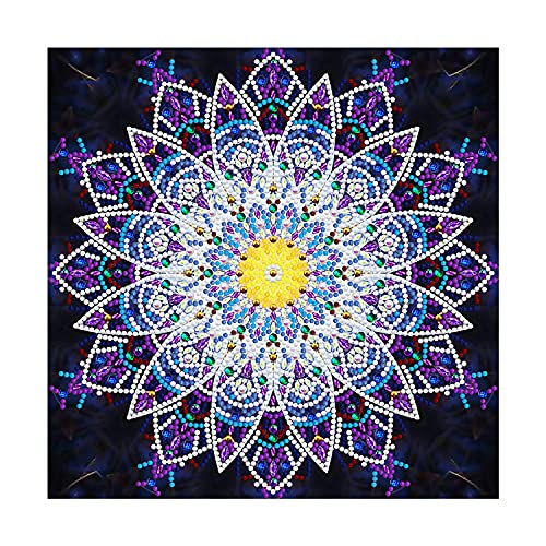 MWOOT 5D DIY Leuchtend Diamant Malerei Set, DIY Voller Diamond Embroidery Painting Strass Stickerei Kreuzstich Kunst Handwerk Diamant für Home Wall Wanddekoration(30 x 30CM),Mandala Blume von MWOOT