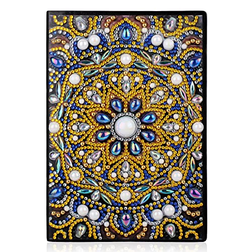 MWOOT 5D DIY Mandala A5 Diamant Malerei Notizbuch, Speziell Geformte Diamond Pasted Painting Notebook Kits, Strass Stickerei Blanko Tagebuch Skizzenbuch für Schülerbüro Schulbedarf von MWOOT