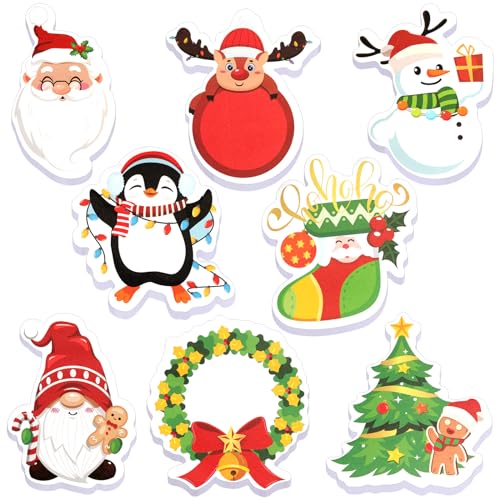 MWOOT 8 Stück Weihnachts Klebezettel Sticky Notes, Selbstklebende Christmas Notizblöcke Haftnotizen Schneemann Zwerg Design, Memopads Notepads Party Geschenke Schüler To-do-Liste Schul Büro Checkliste von MWOOT