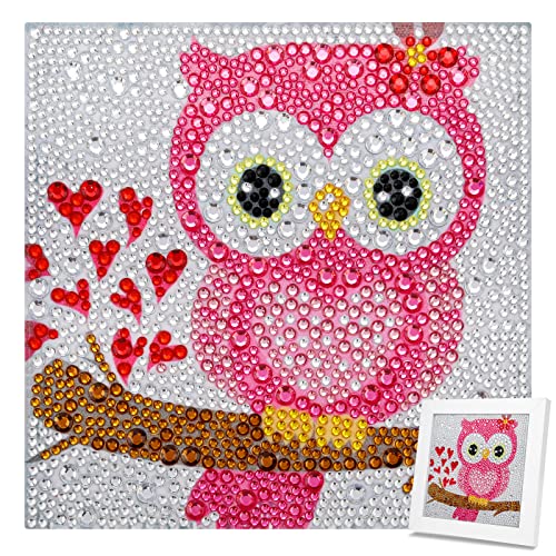 MWOOT DIY 5D Diamant Kunst Malerei Kits für Kinder, Diamond Pasted Painting Sets for Kids, Strass Stickerei Kreuzstich Bilder Von Nummer Craft Verzierungen für Zuhause Restaurant Dekor (15x15CM) -Eule von MWOOT