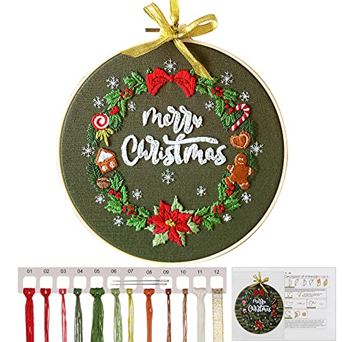 MWOOT DIY Christmas Handgemachte Kreuzstich Set,Weihnachten Stitch Stickerei Starter Kit, Embroidery Cross Stitch für Erwachsene Anfänger, Stickerei Dekoration Weihnachtsgeschenke von MWOOT